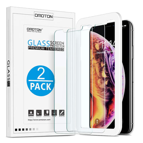 OMOTON Tempered Glass Screen Protector Compatible Apple iPhone Xs & iPhone X 5.8 inch [2 Pack]