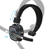 Truck Driver Bluetooth Headset/Office Headset, Wireless Over The Head Headset with Extra Boom Noise Reduction Mic for Phones,Call Center, Skype, VoIP