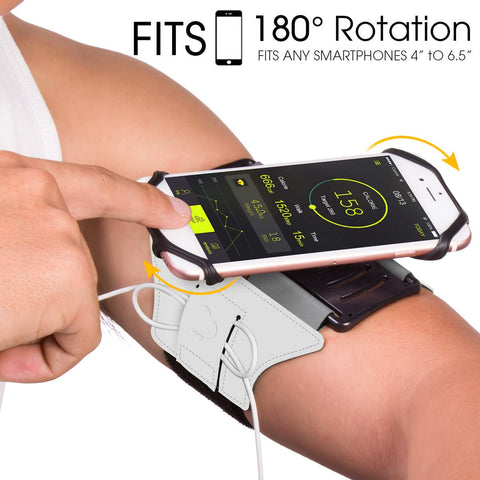 VUP Cell Phone Armband for Workout Biking Walking for iPhone X 8 Plus 8 7 Plus 7 6 Plus 6 6S, Galaxy S8 S7 S5, Google Pixel, Adjustable Reflective Band Running Armand with Key Holder(Silver)