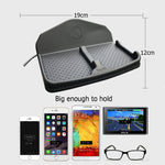 Wireless Charging Car Dashboard Phone Mount Pad Stand Base,No Slip Anti Skid Rubber Car Visor Dash Organizer Holder Tray Storage for Sunglasses,Key Chain,Coins,Pens,Cell Phone,GPS Navigator(Black)
