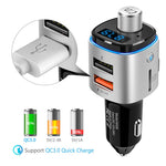 Nulaxy Bluetooth FM Transmitter for Car, 7 Color LED Backlit W QC3.0 Fast Car Charger Support Siri Google Assistant, USB Flash Drive, microSD Card, Wireless Handsfree Calling Car Kit - NX09