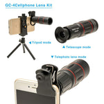 4 in 1 Cell Phone Camera Lenses Kit, 18X Telescopic Zoom Lens/4K HD Super Wide Angle/Macro/Fisheye Lens/Tripod/Camera Shutter Compatible with iPhone Xs Max 8 7 6 Plus, Samsung HTC Moto and More
