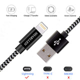 Phone Cable SHARLLEN 3FT/3FT/6FT/6FT/10FT Nylon Braided USB Charging&Syncing Cord Cell-Phone Charging Cable Compatible iPhone Charger XS/Max/XR/X/8 Plus/8/7/7Plus/6s P/6/6P/iPad White Black (5Pack)