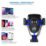 Wireless Car Charger Mount, 10W Fast Qi Car Charger Holder for iPhone X 8 Samsung Galaxy S9 S8 S7 LG Premium Charge Stand Cars Kit with QC3.0 Quick Gravity Dock and Cell Phone Air Vent Set - Upgraded
