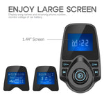 Nulaxy Bluetooth Car FM Transmitter Audio Adapter Receiver Wireless Hands Free Car Kit W 1.44 Inch Display - KM18 Black
