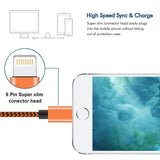 Phone Charger Founus Fast Charging Cable 6FT 3 Pack Nylon Braided High Speed Charging Cord Compatible with iPhone XS X 8 8 Plus 7 7 Plus 6s 6s Plus 6 6 Plus iPad iPod Nano-(Blue,Orange,Green)