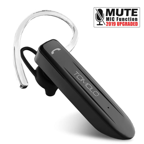 TOMOLO Bluetooth Headset 28Hrs Playtime Wireless Bluetooth V4.2 Earpiece for Cell Phone Noise Canceling Car Business Earbuds Headphones with Mic and Mute Compatible with iPhone Samsung Android