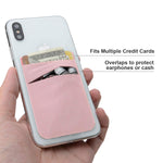 SHANSHUI Card Holder for Back of Phone, Adhesive Stretchy Fabric Lycra Double Slots Credit Card Sleeves Stick On Wallet Phone Pocket Compatible with iPhone and Most Smartphones(Black&Pink) - 2 Packs
