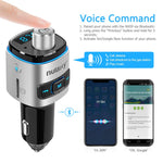 Nulaxy Bluetooth FM Transmitter for Car, 7 Color LED Backlit W QC3.0 Fast Car Charger Support Siri Google Assistant, USB Flash Drive, microSD Card, Wireless Handsfree Calling Car Kit - NX09