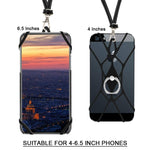 SHANSHUI Cell Phone Lanyard, Silicone Case Finger Ring Stand Stretchy Holder with Detachable Neck Strap Compatible with iPhone X XS SE 5s 5 6 7 8 Plus and Most Smart Phones (Black)
