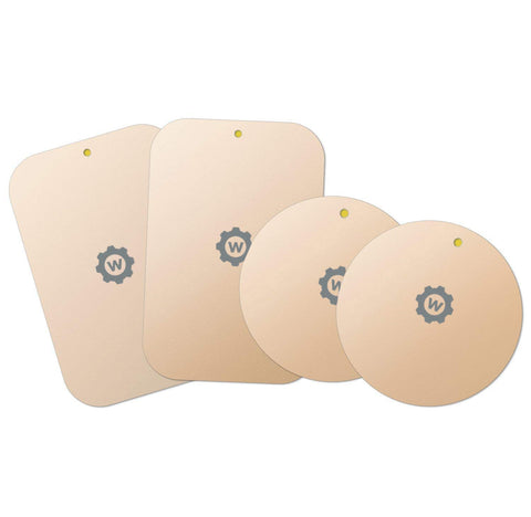 Mount Metal Plate with Adhesive for Magnetic Cradle-Less Mount -X4 Pack 2 Rectangle and 2 Round (Compatible with WizGear mounts) (Gold)