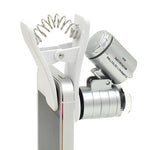 Qooltek 60X Zoom LED Clip-type Loupe Microscope Jewelry Magnifier Jewelry Loupe Magnifier Micro Lens for Universal Mobile Phones