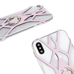 SHANSHUI iPhone Lanyard, Silicone Ring Finger Stand Stretchy Holder with Detachable Phone Lanyard Compatible with iPhone X XS XS max SE 5s 5 6 7 8 Plus and Most Smart Phones (Pink)