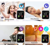 Smart Watch Bluetooth Fitness Tracker Qidoou Android iOS Compatible Smartwatch of SIM SD Card Slot, Waterproof Pedometer Sleep Calorie Monitor Call/Message Music Clock for Men Women Kids (White)