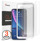 Trianium (3 Packs) Screen Protector Designed for Apple iPhone XR (6.1" 2018) Premium HD Clarity 0.25mm Tempered Glass Screen Protector with Easy Installation Alignment Case Frame [3D Touch] (3-Pack)