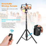 Selfie Stick Tripod,54 Inch Extendable Camera Tripod for Cellphone,Wireless Remote for Apple & Android Devices,Compatible with iPhone 6 7 8 X Plus,Samsung Galaxy S9 Note8,Gopro Adapter Included