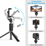 Yoozon Upgraded Selfie Stick Tripod Bluetooth, Phone & Camera Tripod Selfie Stick with Wireless Remote Shutter for Gopro,Action Cameras, iPhone Xs MAX/XR/XS/X/Galaxy S9 Plus and More (Black-Black)
