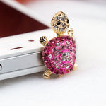 Mosichi Lovely Turtle Rhinestone Anti Dust Plug Earphone 3.5mm Ear Jack for iPhone Samsung Galaxy (Rose-Red)