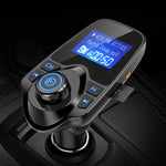 Nulaxy Bluetooth Car FM Transmitter Audio Adapter Receiver Wireless Handsfree Voltmeter Car Kit TF Card AUX USB 1.44 Display - KM19 Black