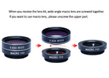 Apexel 5 in 1 Camera Lens Kit - Telephoto + Fisheye + Wide Angle & Macro + Wireless Shutter with Mini Tripod + Phone Holder for iPhone X/8/7/6/6s Plus Samsung Galaxy S8/S7 Plus Andriod Phone