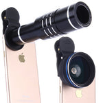 Camera Lens Kit,WMTGUBU 4 in 1 HD Universal Clip-On Phone 18X Optical Zoom Telephoto Lens+15X Macro Lens+0.6X Wide Angle Lens Tripod (Black)