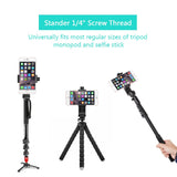 Puroma Universal Cell Phone Tripod Mount Adapter Smartphone Holder Mount Clip for iPhone 8 8plus X, 7 7plus 6 6s 6plus 5 5s, Samsung, Huawei P9 honor 8 and more Phones, Selfie Monopod Adjustable Clamp