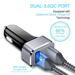 Car Charger, Powerman Quick Charge 3.0 36W Dual USB Car Charger Adapter Fast Car Charging Compatible Samsung Galaxy Note 9 S8 S9 Note 8, iPhone X 8 7 6s Plus, iPad, iPad Air 2/Mini 3, Pixel, LG, HTC