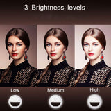 Selfie Ring Light, Rechargeable Clip on Selfie Fill Light with 36 LED Light, 3-Level Adjustable Brightness Compatible for iPhone, iPad, Android, Tablet, Laptop, Camera Video (White)
