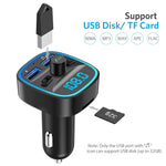 Nulaxy Bluetooth FM Transmitter, Wireless Radio Bluetooth Transmitter Adapter Music Player Car Kit with Blue LED Backlit, 5V/ 2.4A Charging, Support Handsfree Calling, USB Flash Drive, microSD- NX10
