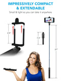 Premium 5-in-1 Bluetooth Selfie Stick for iPhone X XR XS 10 8 7 6 5, Samsung Galaxy S10 S9 S8 S7 S6 S5, Android - Selfie Sticks (Powered by USA Technology) Requires No Apps No Batteries No Downloads