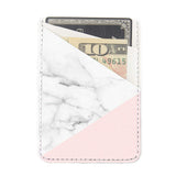 Obbii Baby Pink Marble PU Leather Card Holder for Back of Phone with 3M Adhesive Stick-on Credit Card Wallet Pockets for iPhone and Android Smartphones