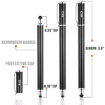 Bargains Depot (2 Pcs) [New Upgraded][0.18-inch Small Tip Series] 2-in-1 Stylus/Styli 5.5-inch L with 10 Replacement Rubber Tips -Black/Blue