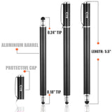 Bargains Depot (2 Pcs) [New Upgraded][0.18-inch Small Tip Series] 2-in-1 Stylus/Styli 5.5-inch L with 10 Replacement Rubber Tips -Black/Blue