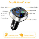 Comsoon Bluetooth FM Transmitter for Car, [Compact Design] Wireless Radio Receiver Adapter Kit with Hands-Free Calling, Dual USB Charger 5V/2.4A & 1A, Support TF/SD Card, USB Disk