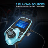 Nulaxy Bluetooth Car FM Transmitter Audio Adapter Receiver Wireless Handsfree Voltmeter Car Kit TF Card AUX 1.44 Display – KM18 Mint Green