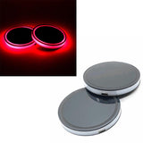 RUNMIND 2Pcs LED Car Cup Holder Mat Auto Interior Atmosphere RGB Colorful Light Blue