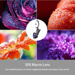 Phone Camera Lens kit with Beauty LED Fill Light for iPhone & Android Phones/iPad/Tablet/Laptop,50X Macro Lens and 4K HD Wide-Angle Lens 185° Fisheye Lens
