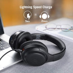 TaoTronics Active Noise Cancelling Headphones [2019 Upgrade] Bluetooth Headphones Over Ear Headphones Hi-Fi Sound Deep Bass, Quick Charge, 30 Hours Playtime for Travel Work TV PC Cellphone