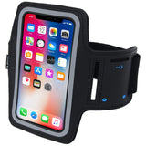i2 Gear Cell Phone Armband for Running - Workout Phone Holder with Adjustable Arm Band and Reflective Border - Armband Case for Samsung Galaxy S9, S8, S7, S6, Edge, Active and iPhone X, XS (Black)