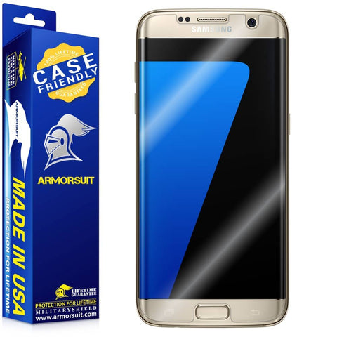 Armorsuit MilitaryShield - Samsung Galaxy S7 Edge Screen Protector [Case Friendly] w/ Lifetime Replacements - Anti-Bubble Ultra HD Screen Protector for S7 Edge - Clear
