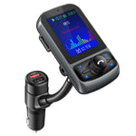 Nulaxy Bluetooth FM Transmitter for Car, 1.8" Color Screen Wireless Radio Adapter with QC3.0 & 5V 2.4A Charging, Support USB Flash Drive, microSD Card, Handsfree Calls, Aux Play, EQ Modes- KM35 Black