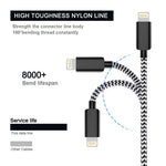 Sharllen MFi Certified 5Pack[3/3/6/6/10FT] Nylon Braided Cell-Phone Charging Cable USB Fast Charging & Syncing Long Cord,iPhone Charger Compatible iPhone XS/Max/XR/X/8/8P/7/7P/6/iPad/iPod Black&White
