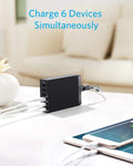 Anker USB Wall Charger, 60W 6 Port USB Charging Station, PowerPort 6 Multi USB Charger for iPhone XS/Max/XR/X/8/7/Plus, iPad Pro/Air 2/Mini/iPod, Galaxy S9/S8/S7/Edge/Plus, Note, LG, HTC, and More
