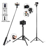 Eocean Selfie Stick Tripod, 54 Inch Extendable Camera Tripod for Cellphone and Gopro, Compatible with iPhone Xs/Xr/Xs Max/X/8/8Plus/7/Galaxy Note 9/S9/Huawei/Google/Xiaomi