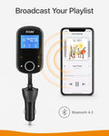 Anker Roav SmartCharge F3, Wireless in-Car FM Transmitter Radio Adapter, Bluetooth 4.2 Receiver, Dedicated ROAV App, Quick Charge 3.0, AUX Output, USB Drive, microSD Card Slot
