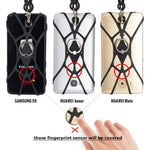 SHANSHUI Cell Phone Lanyard, Silicone Case Finger Ring Stand Stretchy Holder with Detachable Neck Strap Compatible with iPhone X XS SE 5s 5 6 7 8 Plus and Most Smart Phones (Black)