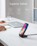 Anker PowerWave Fast Wireless Charger Stand, Qi-Certified, 7.5W Compatible iPhone XS Max/XR/XS/X/8/8 Plus, 10W Charges Galaxy S9/S9+/S8/S8+/Note 8, and 5W Charges All Qi-Enabled Phones (No AC Adapter)
