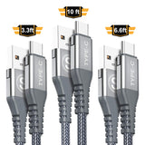 USB Type C Cable,Sweguard 3-Pack (3.3ft+6.6ft+10ft) USB A to USB-C Fast Charger Nylon Braided Cord for Samsung Galaxy S8 S9 S10 Plus Note 9 8,Google Pixel 2 3 XL,LG G7 V20 V30,Moto Z3 Z4 Z Z2(Grey)