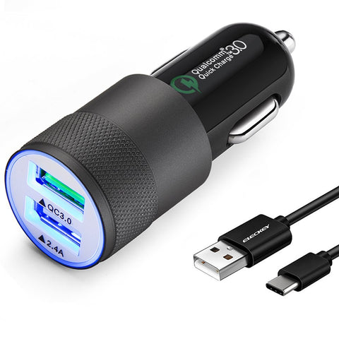 Rapid USB C Car Charger Compatible Samsung Galaxy S10 Plus/S10/S10e/S8/S8 Plus/S9/S9 Plus/Note 9/8, LG V40/V30/V20/G6/G5, HTC 10/U11 with Quick Charge 3.0 Fast Charging Port