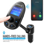 Nulaxy KM22 Bluetooth FM Transmitter Wireless Audio Adapter Handsfree Car Kit TF Card AUX USB 1.44 Display On/Off Button EQ Folder Play Mode, Black
